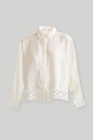 Button-down with Lace Shirt in Off-white from Reistor