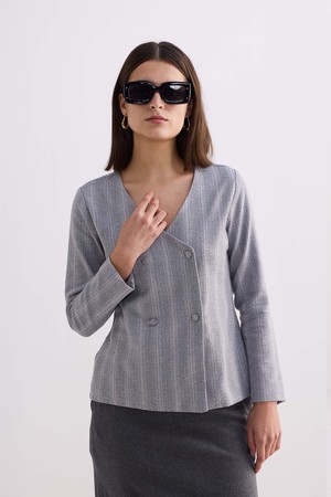 Fitted Cotton Tweed Jacket in Grey from Reistor