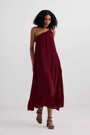 One-shoulder Midi dress in Burgundy from Reistor