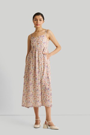 Strappy Gathered Floral Midi Dress from Reistor