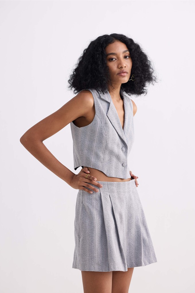 Cropped Cotton Tweed Vest Set in Grey from Reistor