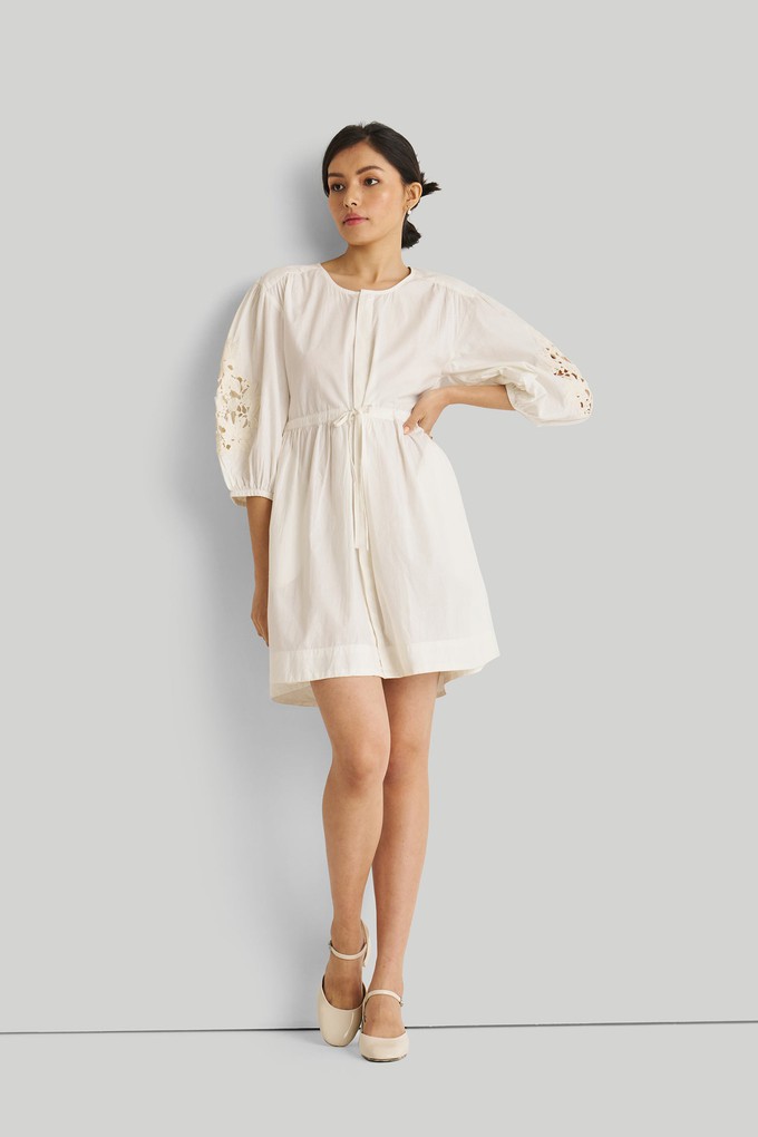 Shirt Dress with Balloon Sleeves in White from Reistor