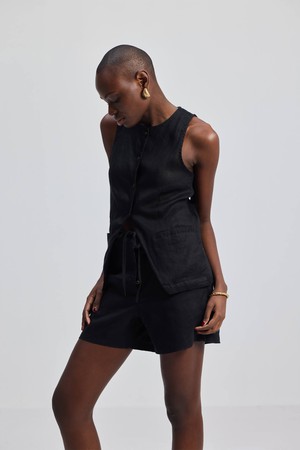 Hemp Vest Jacket in Black from Reistor