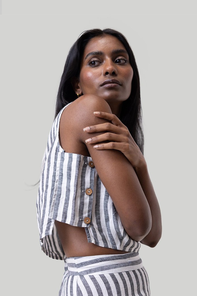 Boxy Crop Top in Linen Stripes from Reistor