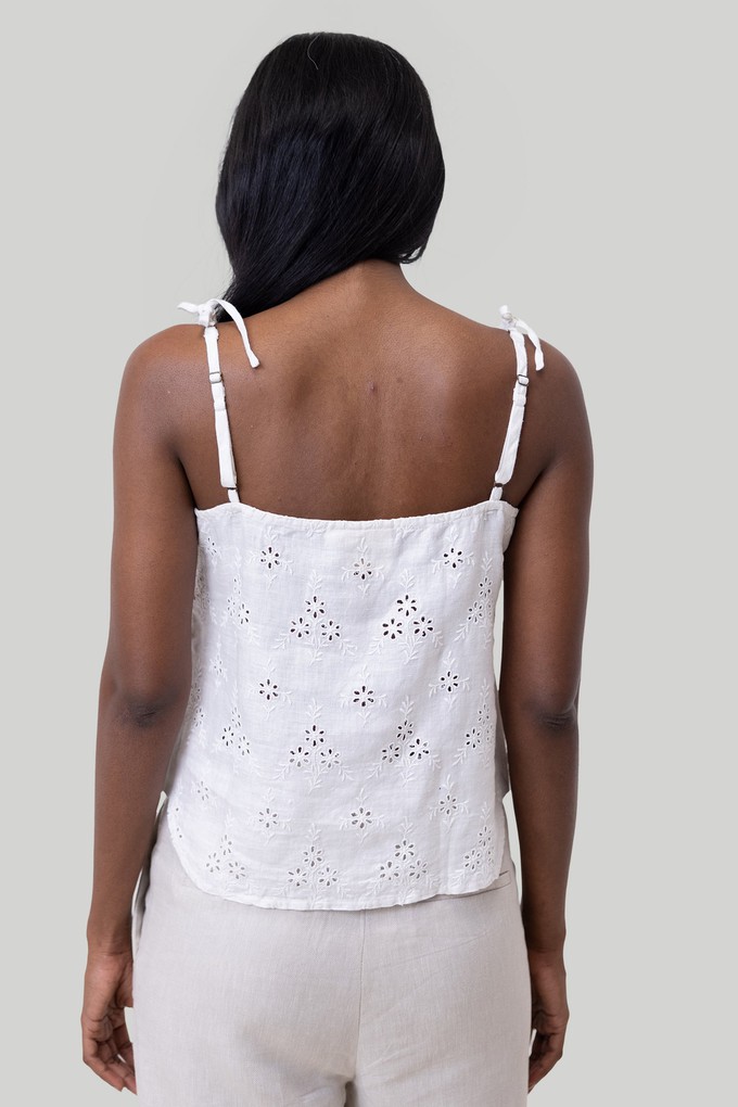 Tie-up Camisole in White Embroidery from Reistor