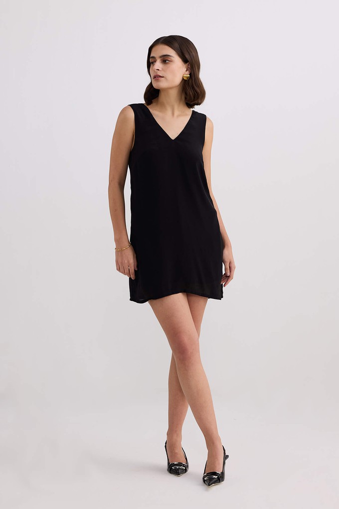 Midnight Muse V-neck Short Dress in Black from Reistor