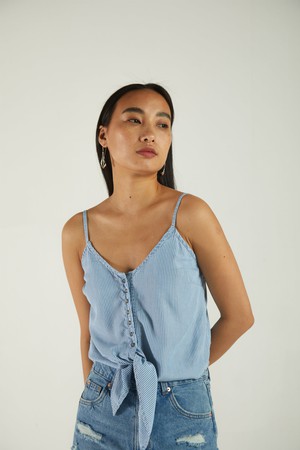 Pool Day Tan Lines Denim Top from Reistor