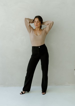 Black High Waisted Straight Pantalon from Roses & Lilies