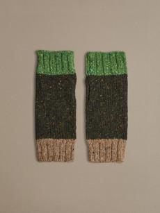 Donegal Wool Wrist Warmers | Dark Speckle Green via ROVE