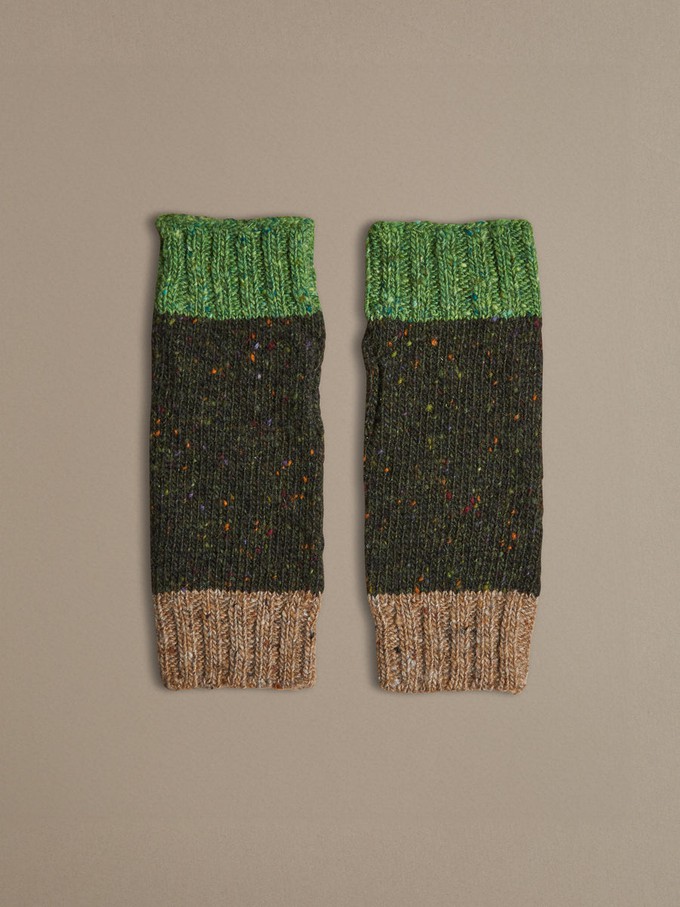 Donegal Wool Wrist Warmers | Dark Speckle Green from ROVE