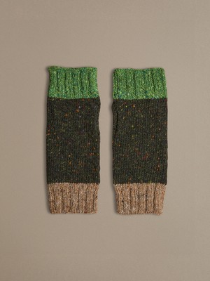 Donegal Wool Wrist Warmers | Dark Speckle Green from ROVE