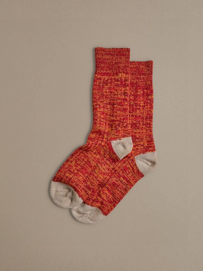 Chunky Wool Boot Socks | Marbled Red from ROVE