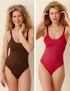 Lily Swimsuit - Brown&Raspberry via Savara Intimates