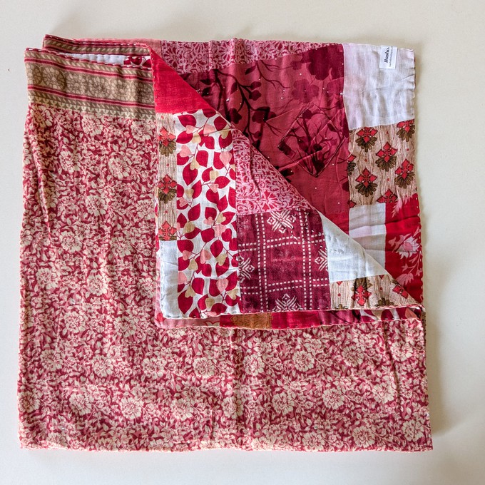 Reversible sari patchwork throw blanket from Shakti.ism