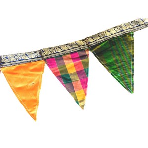 Upcycled sari flags, reusable sari bunting from Shakti.ism