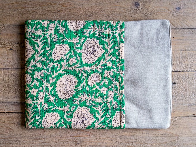 Handmade book/ e-reader sleeve with pocket, Nepali cotton from Shakti.ism