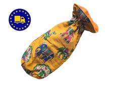 Reusable Kalamkari Cotton Pouch, Bottle Gift Bag, Yellow via Shakti.ism