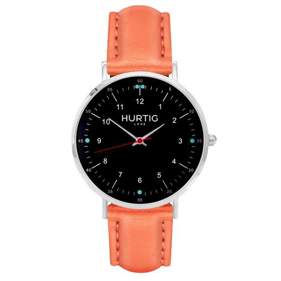 Moderno Vegan Leather Watch Silver, Black & Coral from Shop Like You Give a Damn