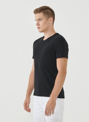 Ribbed V-Neck T-Shirt Black from Shop Like You Give a Damn