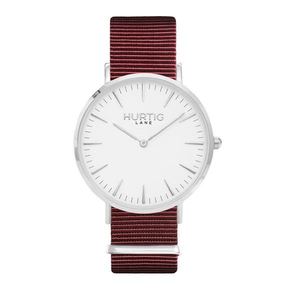 Watch Montezuma Nylon Nato Silver White & Burgundy Women from Shop Like You Give a Damn