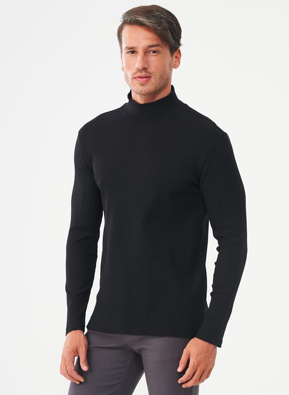 Ribbed Long Sleeve Turtleneck Shirt Black from Shop Like You Give a Damn