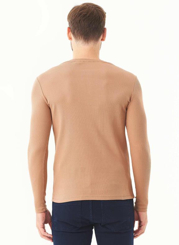 Longsleeve T-Shirt Geribbeld Light Brown from Shop Like You Give a Damn