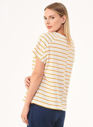 Striped T-Shirt White Orange from Shop Like You Give a Damn