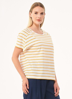 Striped T-Shirt White Orange from Shop Like You Give a Damn