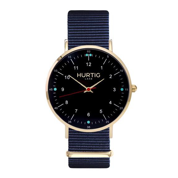 Moderna Nato Watch Gold, Black & Ocean Blue from Shop Like You Give a Damn