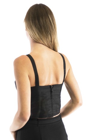 Anna - top made of sustainable dupion silk (black) from Silk Appeal