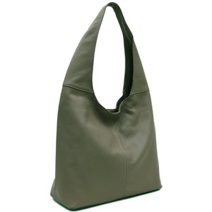 Olive Pebbled Italian Leather Hobo Bag with Zipper Closure from Sostter