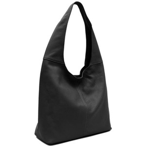 Black Pebbled Leather Hobo Bag - Italian Calf Leather from Sostter