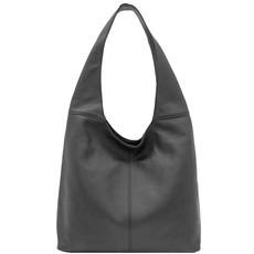 Slate Grey Italian Leather Hobo Bag - Zipper & Pocket via Sostter