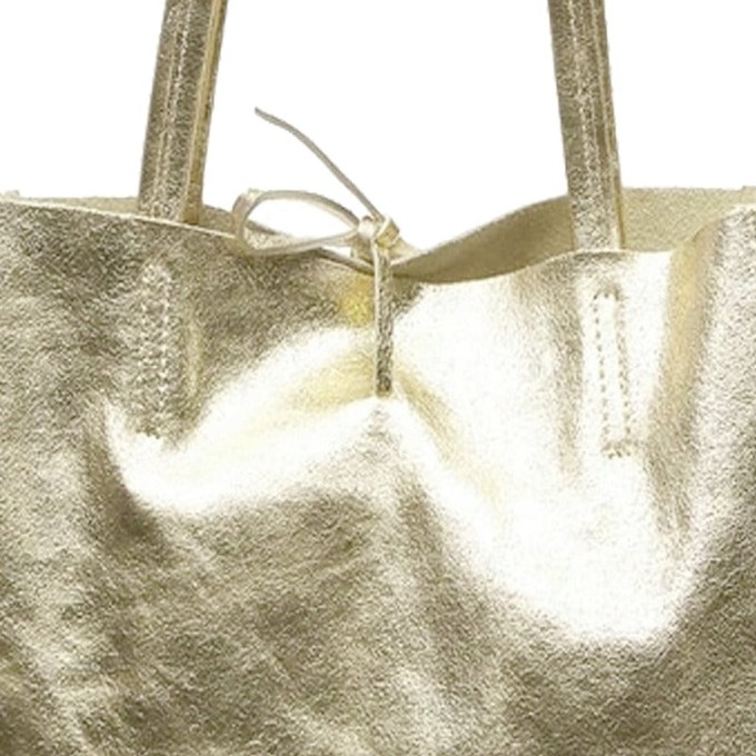 Soft Gold Metallic Leather Tote Shopper Bag from Sostter