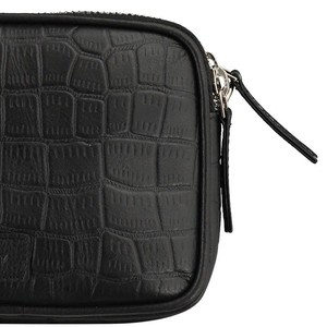 Black Croc Print Leather Crossbody Bag from Sostter