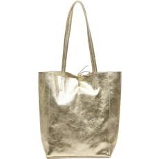 Soft Gold Metallic Leather Tote Shopper Bag via Sostter