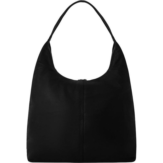 Black Zip Top Large Leather Hobo Shoulder Bag from Sostter