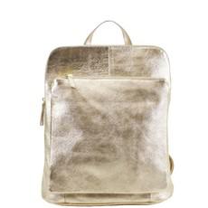 Gold Convertible Metallic Leather Pocket Backpack via Sostter