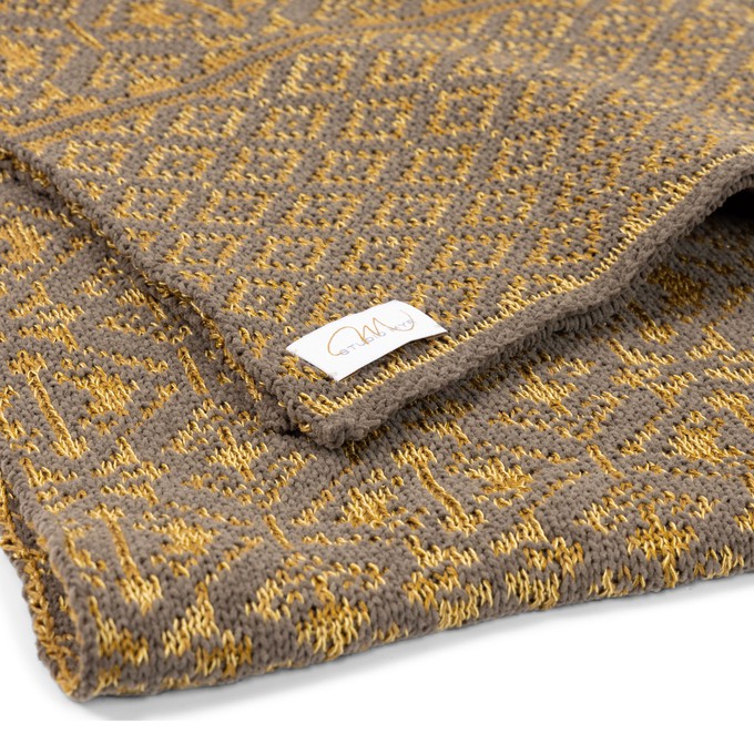 Antonia Luxurious Scarf in Double Knit Velvet & Merino Blend - Brown/Antique Golden from STUDIO MYR