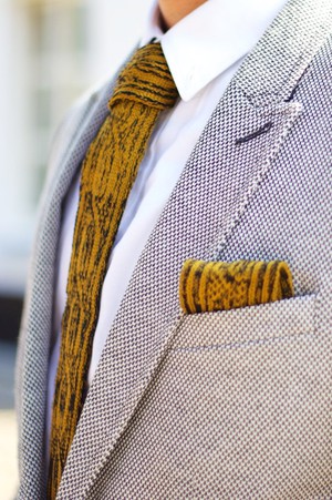 Wood Gradient Graphic Jacquard Knitted Cotton Tie - Mustard With Black from STUDIO MYR