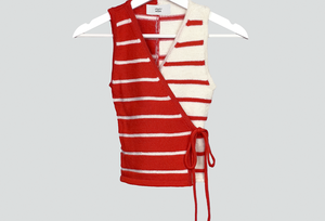 Wrap top - red/cream - XS/S from Studio Selles