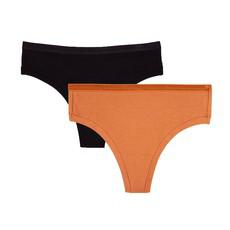 Organic Cotton Mid-Rise Thong in Carbon & Spice 2-Pack via Subset