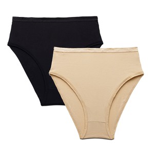 Organic Cotton High-Rise Brief in Carbon & Wheat 2-Pack from Subset