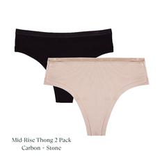 Organic Cotton Mid-Rise Thong in Carbon & Stone 2-Pack via Subset