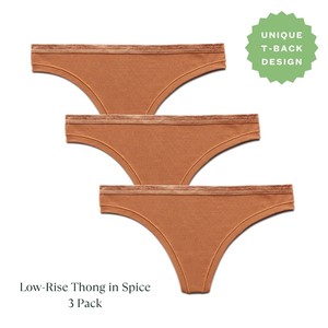 Organic Cotton Low-Rise Thong in Spice 3-Pack from Subset