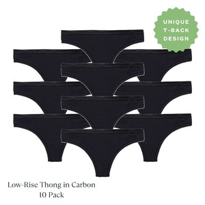 Organic Cotton Low-Rise Thong in Carbon Multi-Pack from Subset