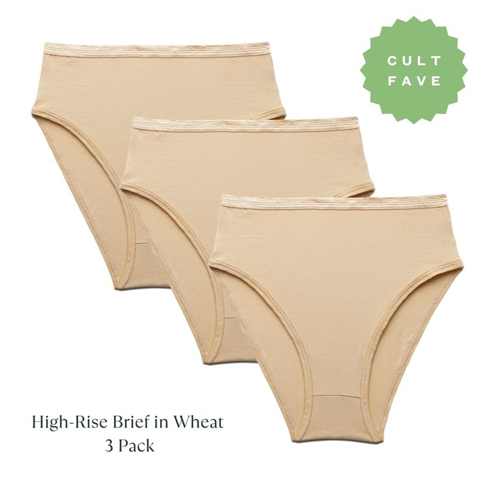 Organic Cotton High-Rise Brief in Wheat 3-Pack from Subset