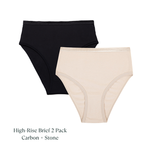 Organic Cotton High-Rise Brief in Carbon & Stone 2-Pack from Subset