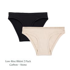 Organic Cotton Low-Rise Bikini in Carbon & Stone 2-Pack via Subset