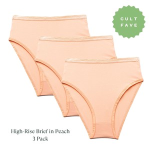 Organic Cotton High-Rise Brief in Peach 3-Pack from Subset